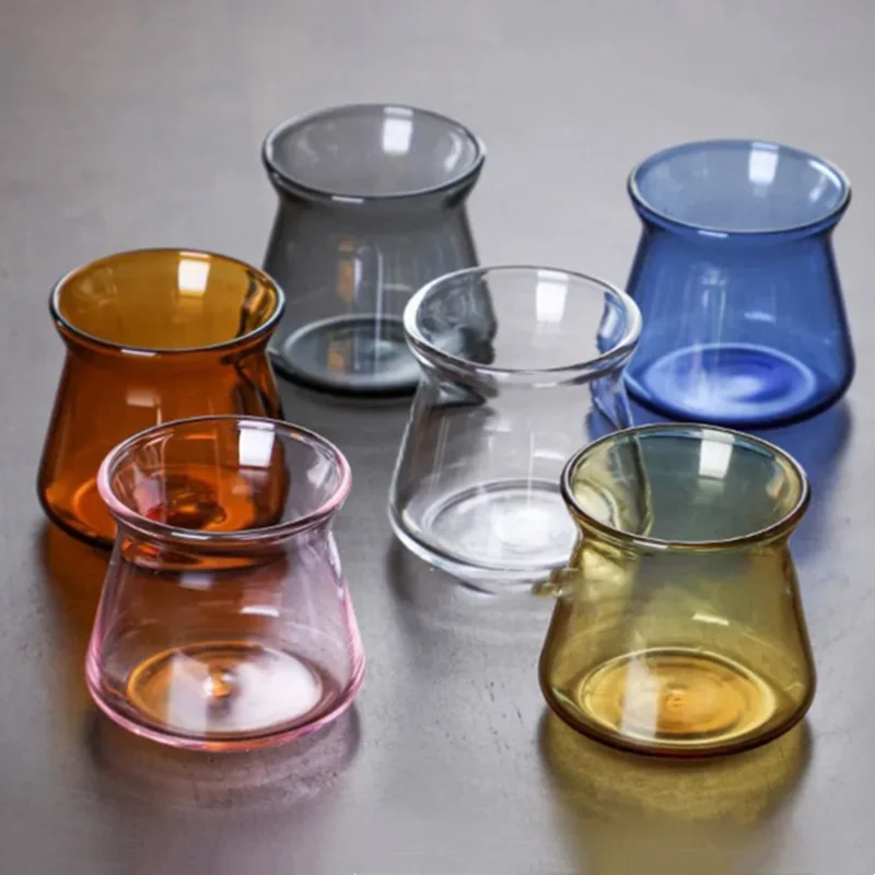 80ml Colorful Glass Coffee Mugs Catcher Cup Sniffing Mug Coffee Shot Cup Hand Brewed Glass Coffee Kettle Pot Coffeeware Tools