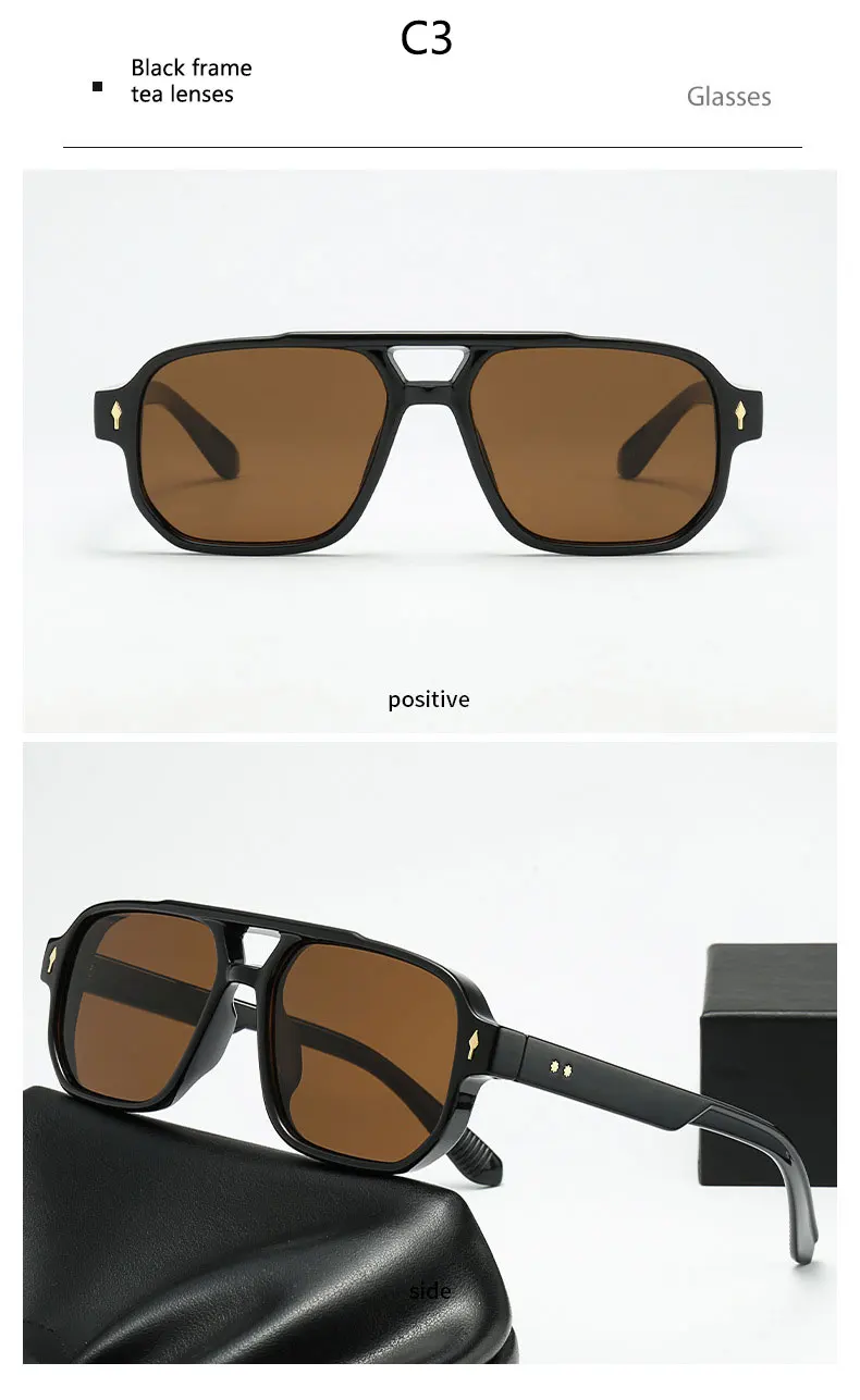 Vintage Mode quadratische Sonnenbrille Frauen Männer 2025 moderne dicke Rahmen Brillen gelb blau Linse Sonnenbrille weiblich uv400 – Detail 11