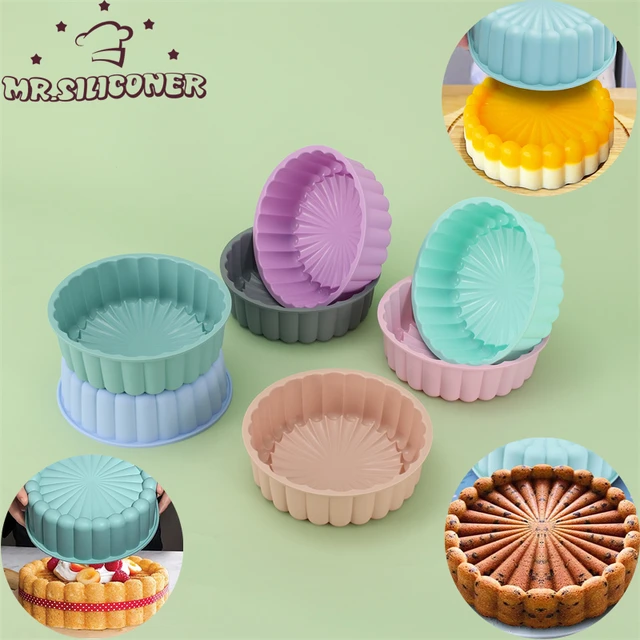 Silicone Cake Pan 10in Air Fryers Oven Baking Tray Round Silicone Cakes Pan  Sponge Flan Mold Shortcake Baking Pan Silicone Molds