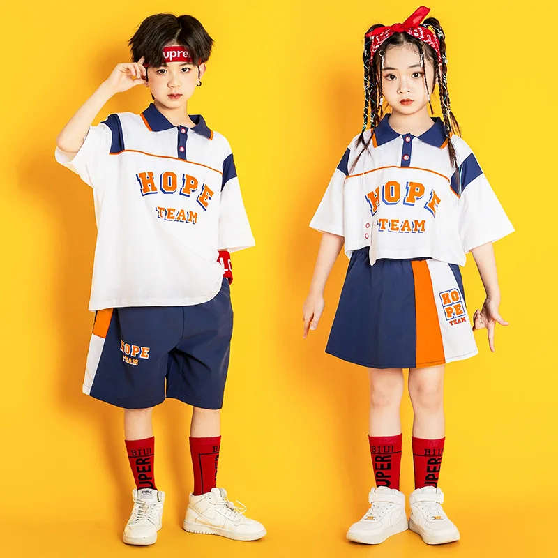 

Kids Faskion Ballroom Costumes Dancing Clothes Hip Hop Skirt for Girls Boys Dancewear Street Dance Wear Casual Shirts Shorts