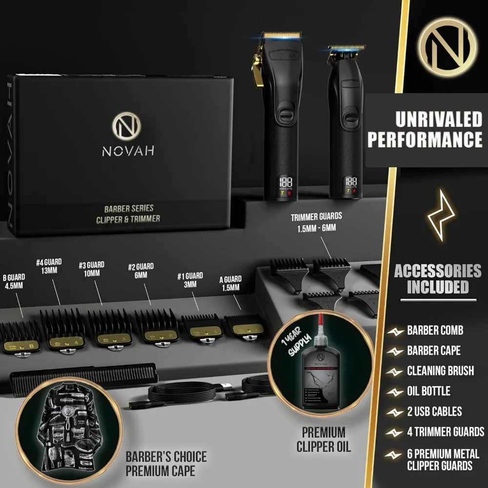 Professional Hair Clippers for Men Professional Barber Clippers and Trimmer Set Mens Cordless Hair