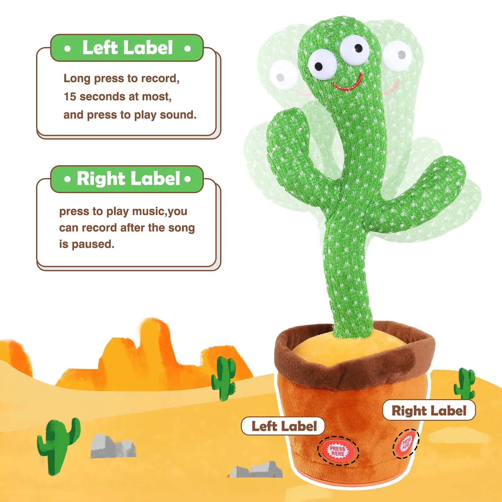 Plush Toy Kids Dancing Talking Cactus