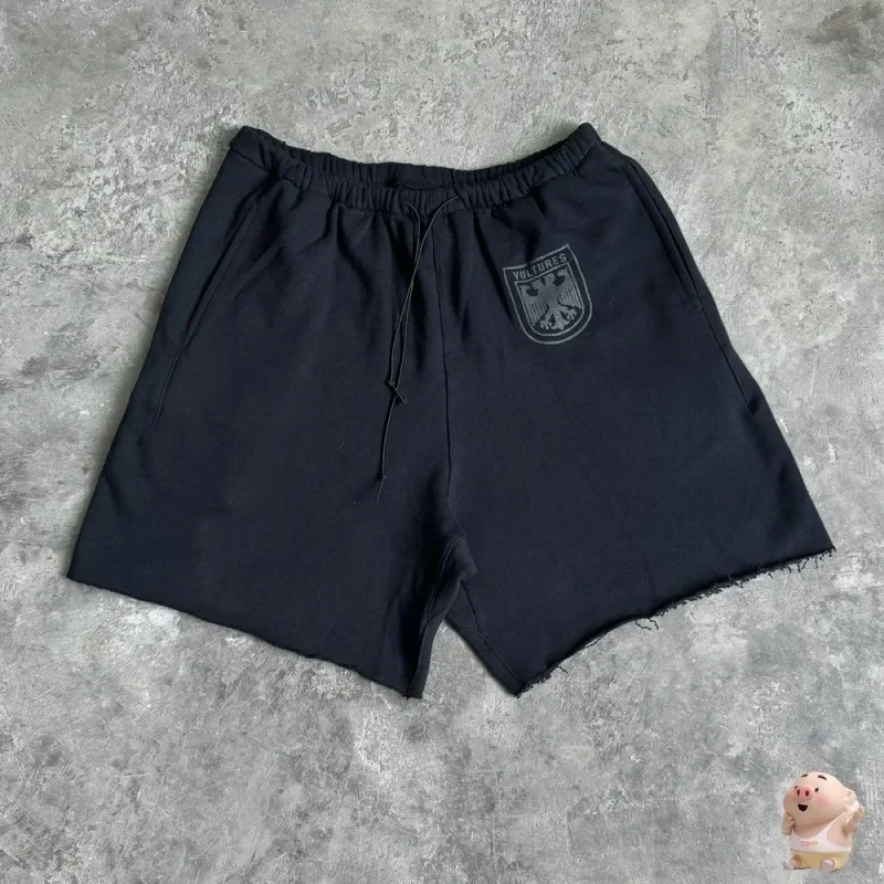 

Новые стильные винтажные шорты YZY Kanye West Graphics для мужчин и женщин, черные шорты с Кулиской