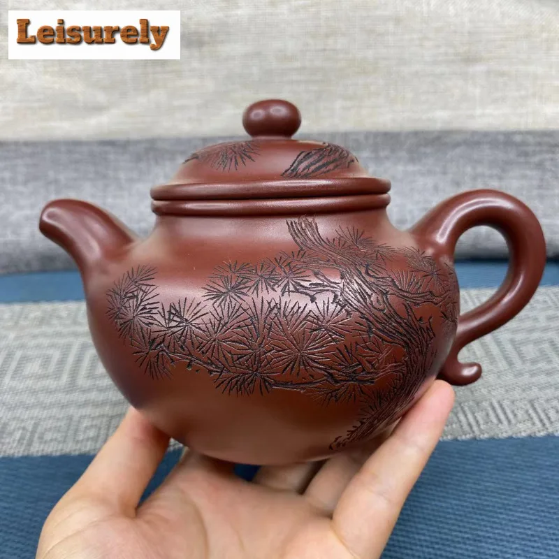 420ml Elegant Yixing Purple Clay Teapots Handmade Lotus Seed Pot Raw Ore Dragon's Blood Sand Mud Tea Soaking Kettle Zisha Teaset