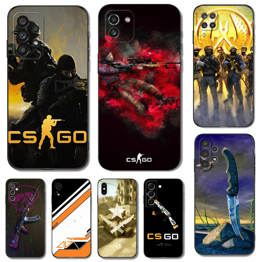 Custodia In Tpu Nero Per Samsung Galaxy S22 S20 S21 Fe Plus Ultra + S10 E Lite Cover Posteriore Cs Go Counter Strike