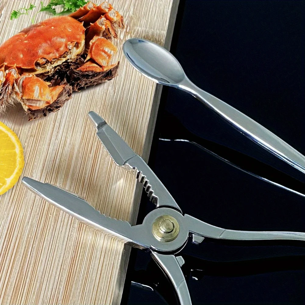 1 Set Picking Crab Meat Is Easy Seafood Tool Set Crab Crackers Picks Spoons Stainless Steel Pliers Lobster Clamp Pliers