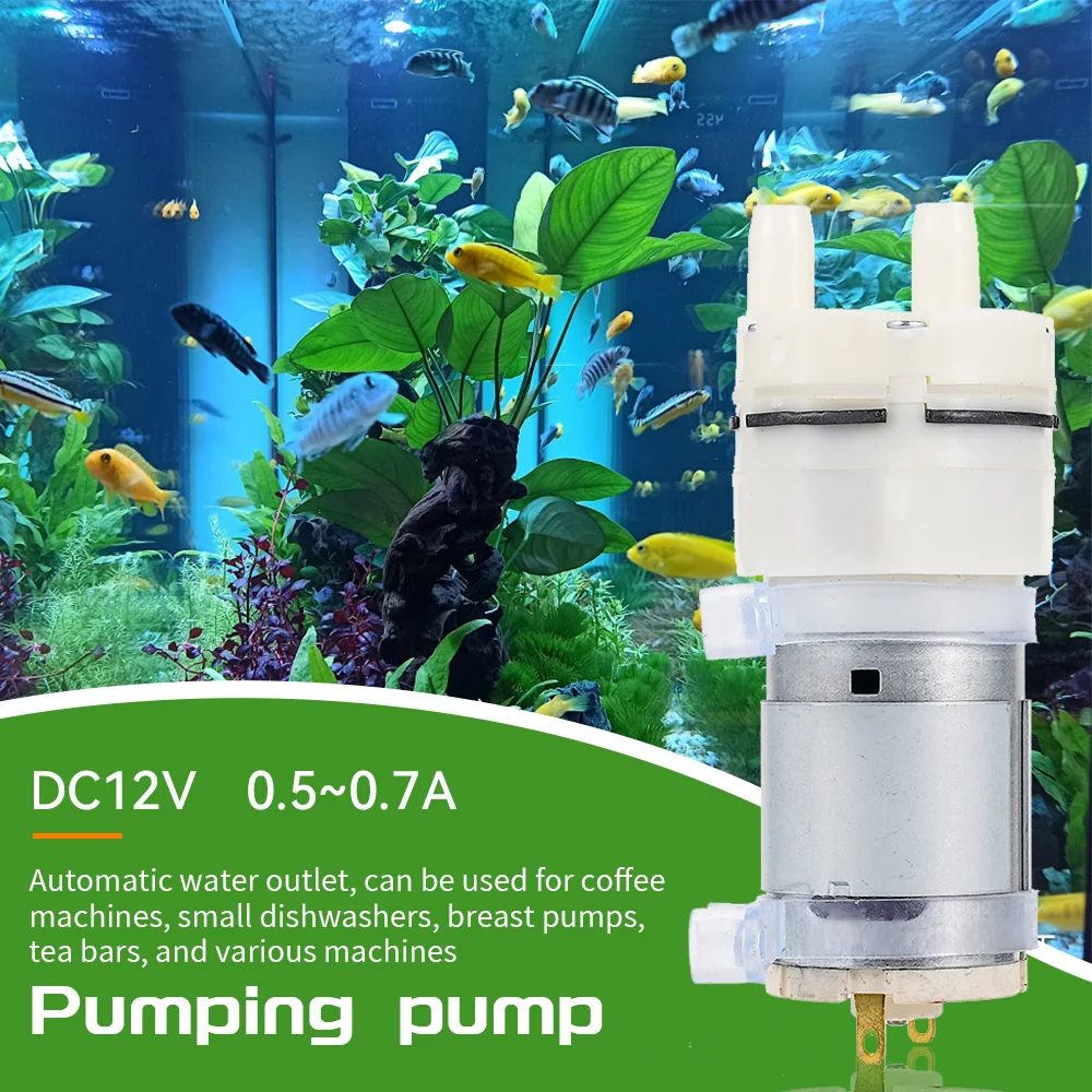 

Water Pump Priming Diaphragm Mini Pump Spray Motor Vacuum 12V Micro Pumps Max Suction 2m For Water Dispenser 90mm x 40mm x 35mm