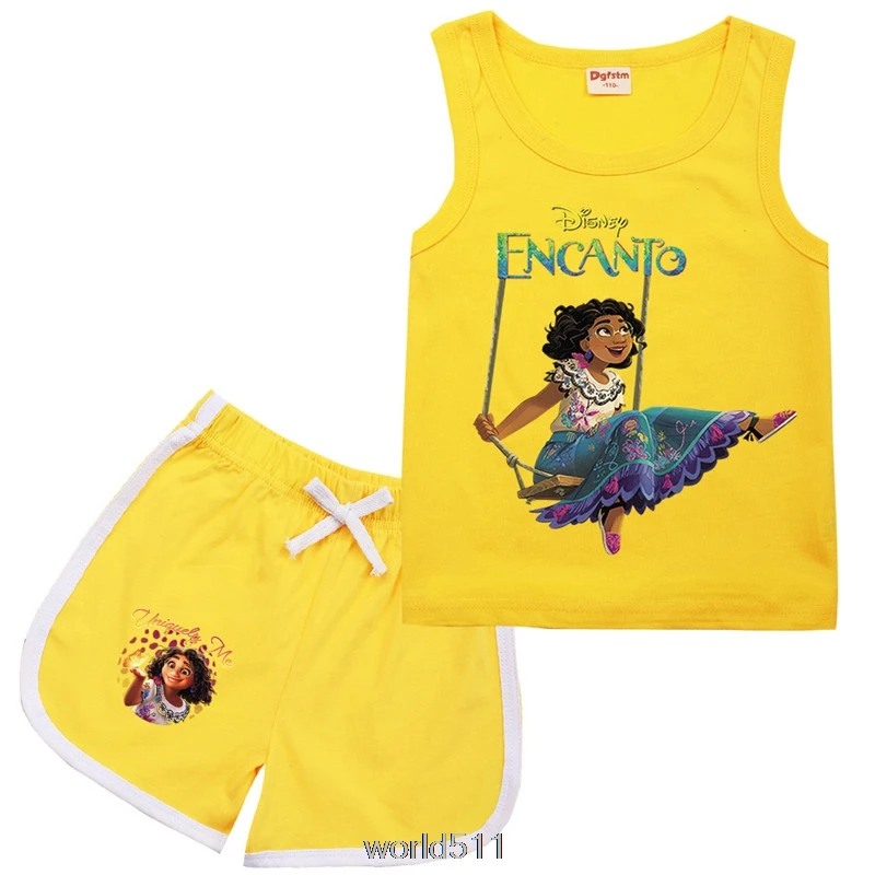 

Summer Vest Set 2PCS Kids New movie Encanto Boys Girls Vest Top Shorts Pants Set Clothes Children Pajamas Girls Clothing Sets