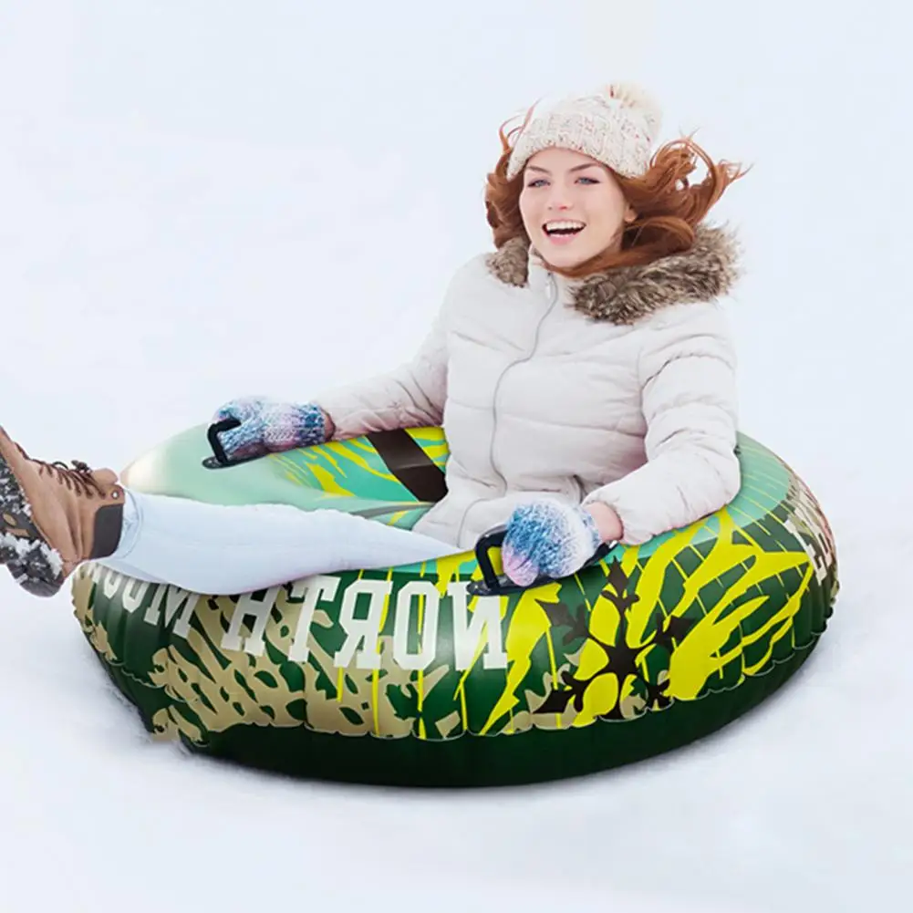 

47inch Ski Sled Low Temperature Resistance Strong Load-bearing Inflatable Ski PVC Skull Pattern Winter Snow Sled for Outdoor