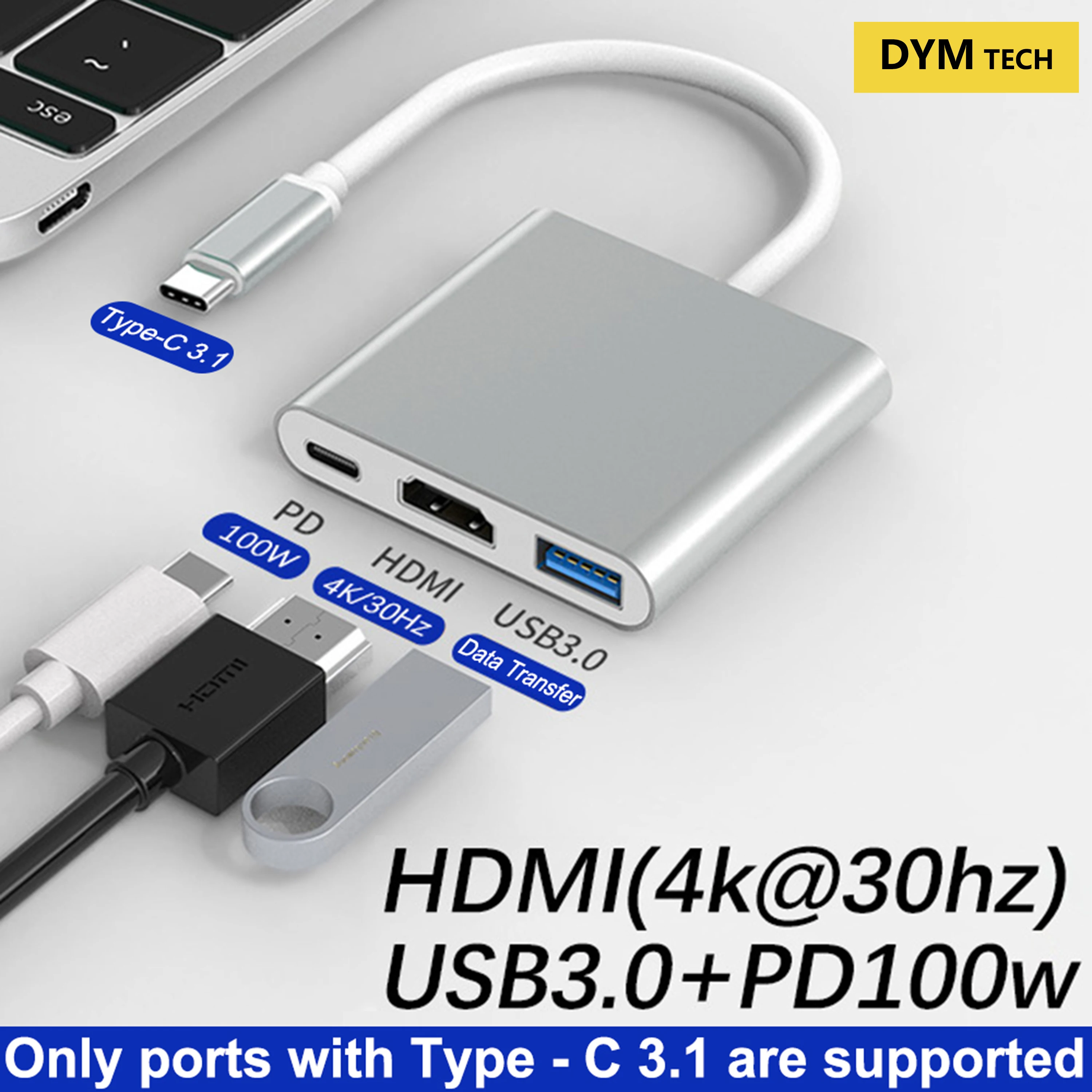 Usb C Hdmi Tipo C Hdmi Type-C Hub 4K Usb 3.0 Per Ipad Pro Huawei Samsung S8 Plus Ipad Mac Tablet Pc Accessori Cavo Adattatore