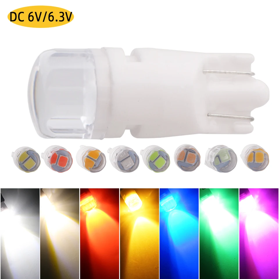 6V 6,3 V Blanco ámbar T10 168 194 555 Bombilla Led De Cuña W5W Luces