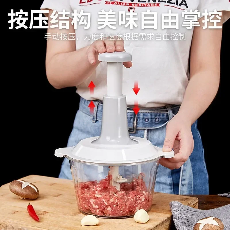 Food Processor Manual Meat Grinder Vegetable Garlic Chilli Chopper Slicer Rotary Dicer Fruit Kitchen Tool