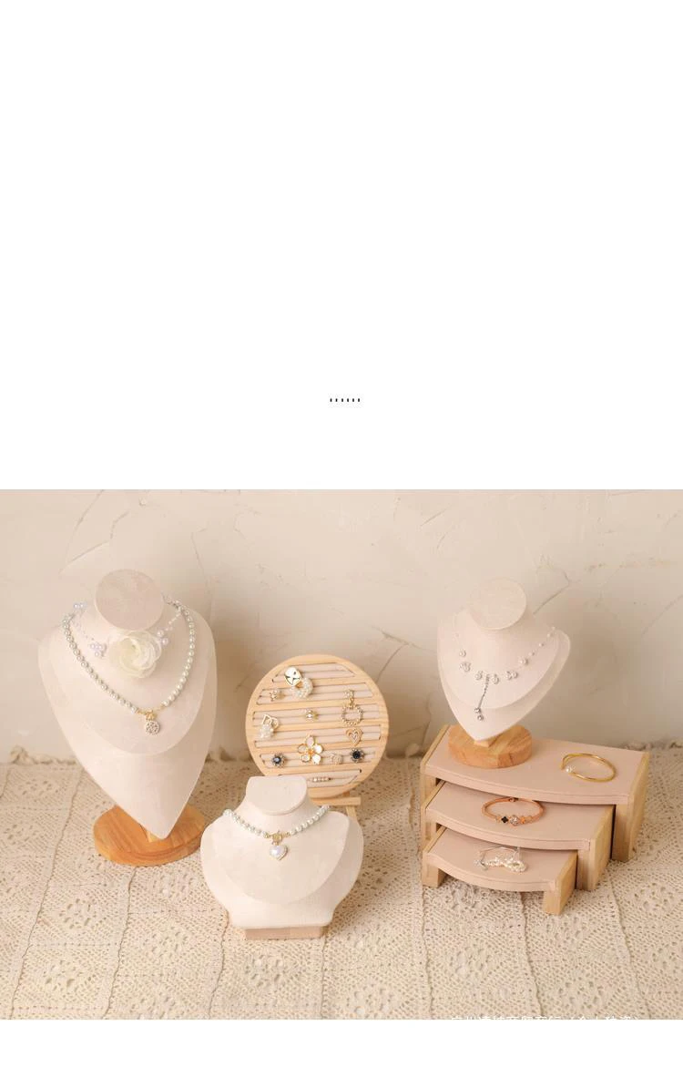 1pc Holz Schmuck Display Rack Anhänger Halskette Armband Ohrringe Ring Lagerung Ständer Halter Zähler Schmuck Vitrine Organisatoren – Detail 2