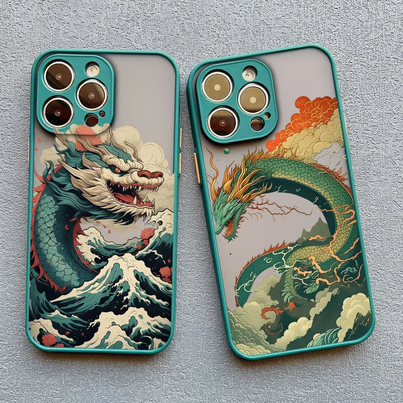 Luxury Fashion East Dragon Sea Wave INS Phone Case Cover