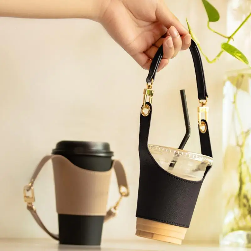 

Leather Water Bottle Sleeve Bag Portable Water Bottle Cover Sling Carrier Pouch Holder Reusable Water Bottle Carrier Bag holder