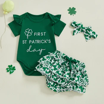Baby Girl Clover Romper & Shorts Set 1
