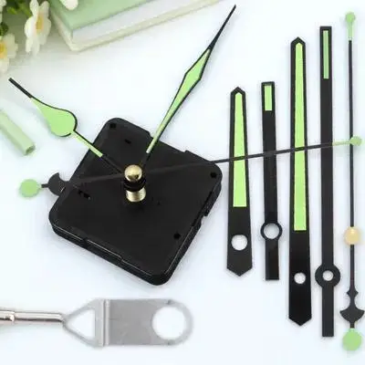 1세트 야광 시계 바늘 및 모터 세트, 배터리 구동 시계 메커니즘 교체 키트, DIY 벽시계, 홈데코용