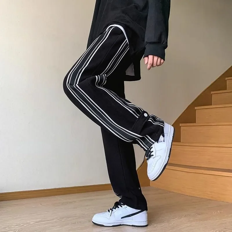 

Casual Sweatpant Youth Baggy Trousers Men's Spring Trend American High Street Straight Loose Wide-leg Pantalones Minority Design