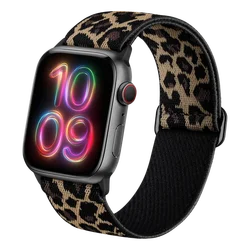 Bohemian Nylon Elastic Watch Band Bracelet - 38 40 41mm (Leopard print)