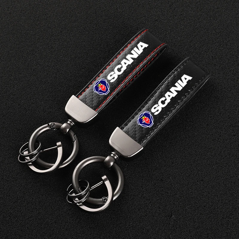 

Carbon fiber Leather Car KeyChain Custom sports line Key Rings gift For Scania K250 K280 K310 K320 K490 SERIE G P S SerieX Turbo