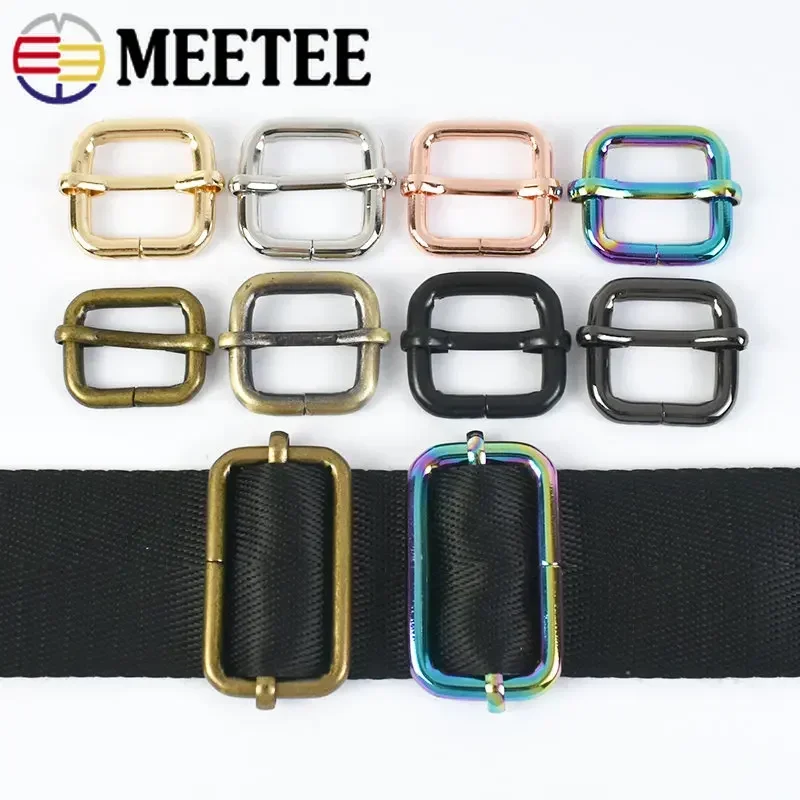 

30Pcs 13-50mm Metal Strap Buckle for Bag Webbing Belt Pin Buckles Handbag Leather Tri-glides Slider Hook Adjuster Roller Clasp