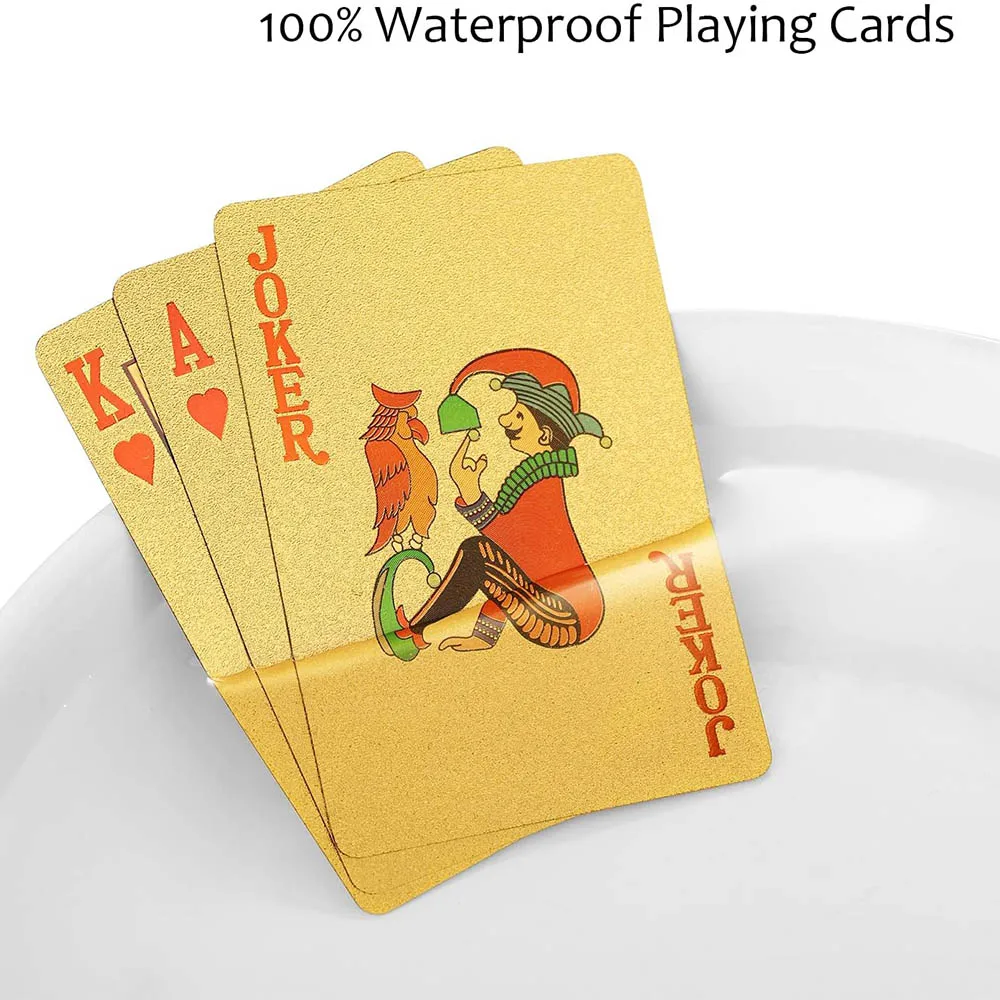 Playing Cards Waterproof Gold Plastic Poker Cards Novelty Poker Game Tools for Board Game Family Party Outdoor Entertainment playing cards plastic playing cards