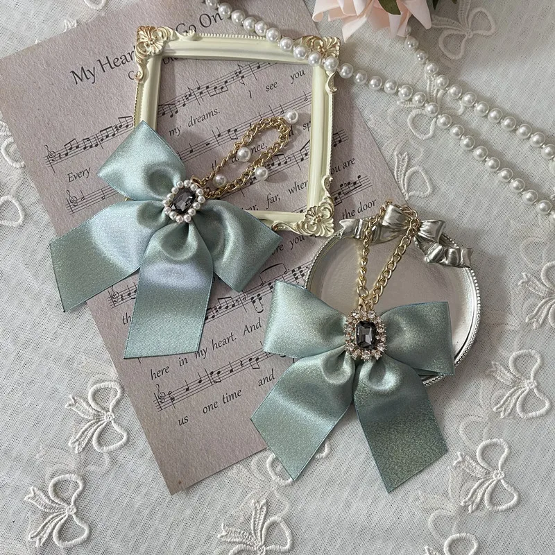 New Weave Soft Silk Scarf Keychain Rhinestone Bowknot Pendant Bag Charm Accessories Key Chain Cute Car Key Holder Creative Gifts