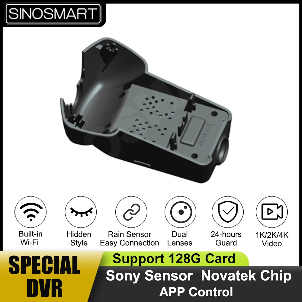

SINOSMART Novatek 1080P Dash Car Wifi DVR Camera for Volvo S60 2023 Control by App Dual Camera Optional