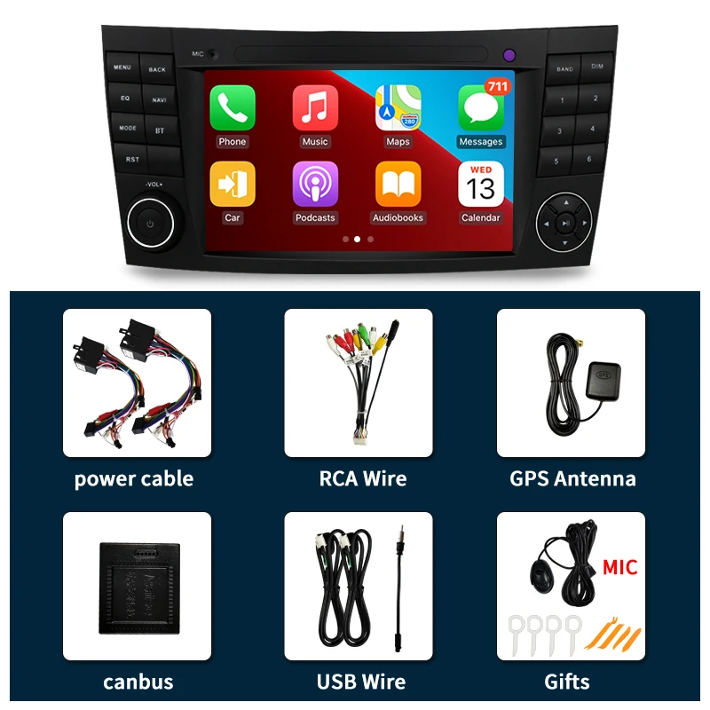 ޸  E Ŭ W211 2002-2008   Ƽ̵  ÷̾, GPS ̼, ȵ̵ 11, 7 ġ, 4G  ī÷