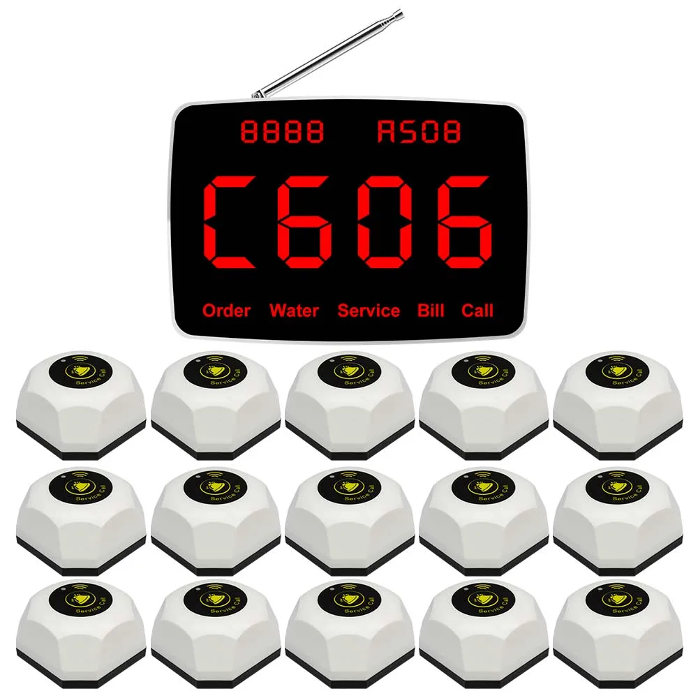 CTM368 نظام النداء اللاسلكي للنادل مطعم 15 أزرار ا...