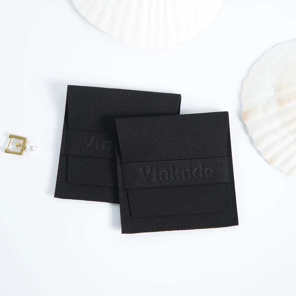 50pcs Black Microfiber Jewelry Gift Bags 6.2cmx6.2cm 8x8cm Jewellry Organizer Pouches Custom Logo Wedding Favor Candy Goodie Bag