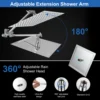 2-IN-1 Bathroom Shower Combo High Pressure Rainfall Shower Head with Extension Arm Handheld Shower Head with Wall Bracket Hose 5