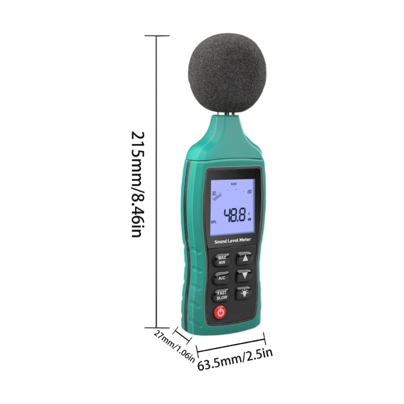데시벨 미터 사운드 레벨 리더 30-130dB, 백라이트 알람이있는 휴대용 사운드 소음 측정기, 디지털 소음 측정기
