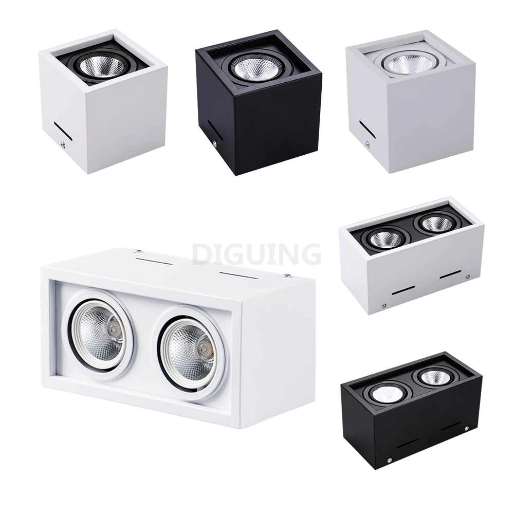 LED Downlight COB Spotlight Square Surface Mounted For Commercial Lighting Indoor Home Decoration Dimmable Ceiling Light