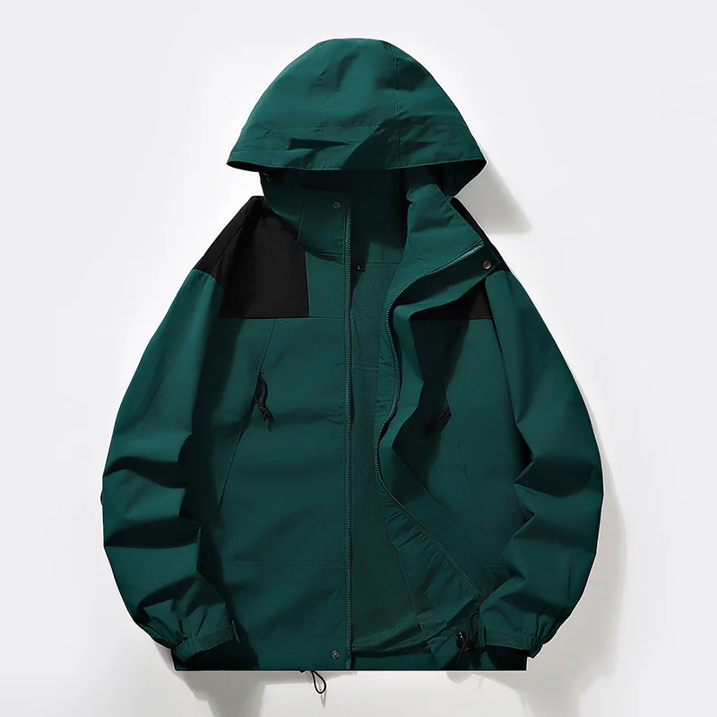 Spring Autumn Men's Hooded Solid Drawstring Zipper Button Pocket Cardigan Lantern Long Sleeve Jackets Coats Fashion Casual Tops