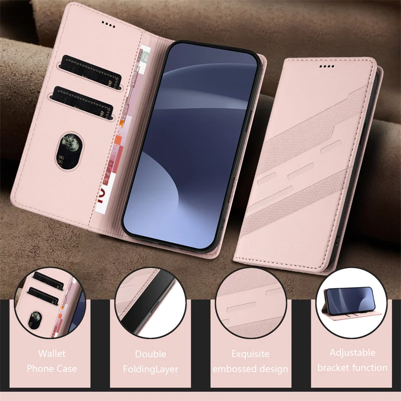 Elegant Magnetic Flip Leather Wallet Phone Case with Card Holder