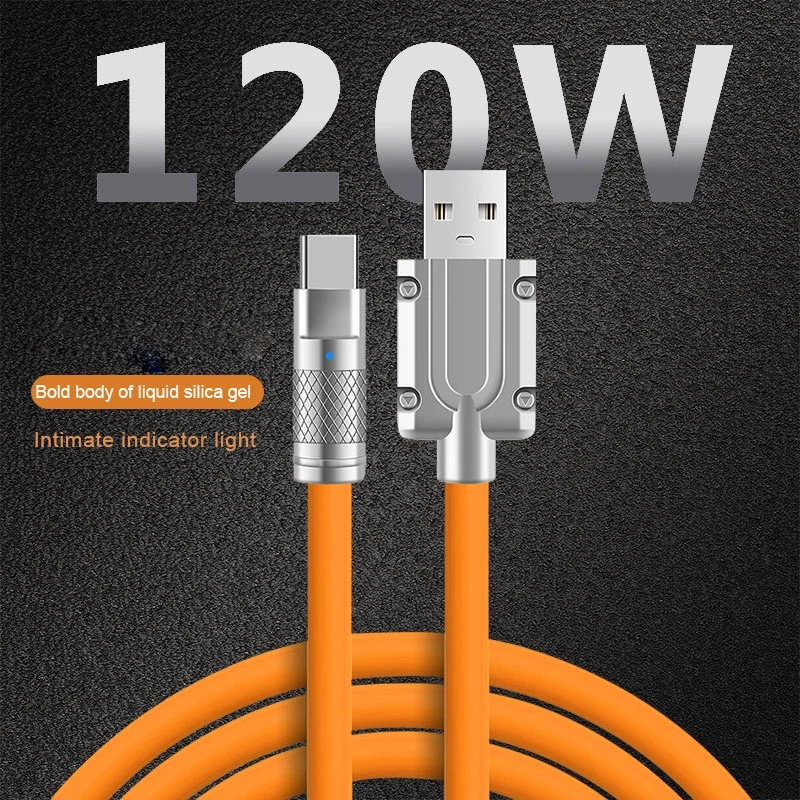 รูปสินค้า สายชาร์จเร็ว 3 เส้น 120W ซิลิโคนเหลว ชาร์จได้ทุกแบรนด์