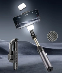 Smartphone Gimbal Stabilizer with Selfie Stick and Tripod - 1-Axis Anti-Shake Handheld Phone Holder (QS-C06H-LED)