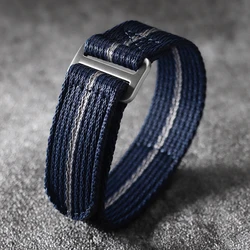 Military Green & Blue Nylon Hook and Loop Waterproof Watchband - L (about 255mm) (Blue Gray)