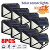 1-8PCs Multifunctional LED Solar Light With Motion Sensor Outdoor Garden Courtyard Waterproof Decoration 140° Lighting Wall Lamp 1