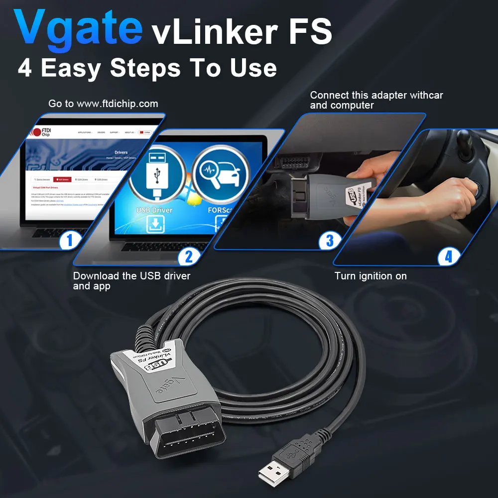 Vgate vLinker FS USB ELM327 For Ford FORScan For Mazda HS MS CAN ELM 327 OBD 2 OBD2 Car Diagnostic Scanner Interface Tools OBDII 6