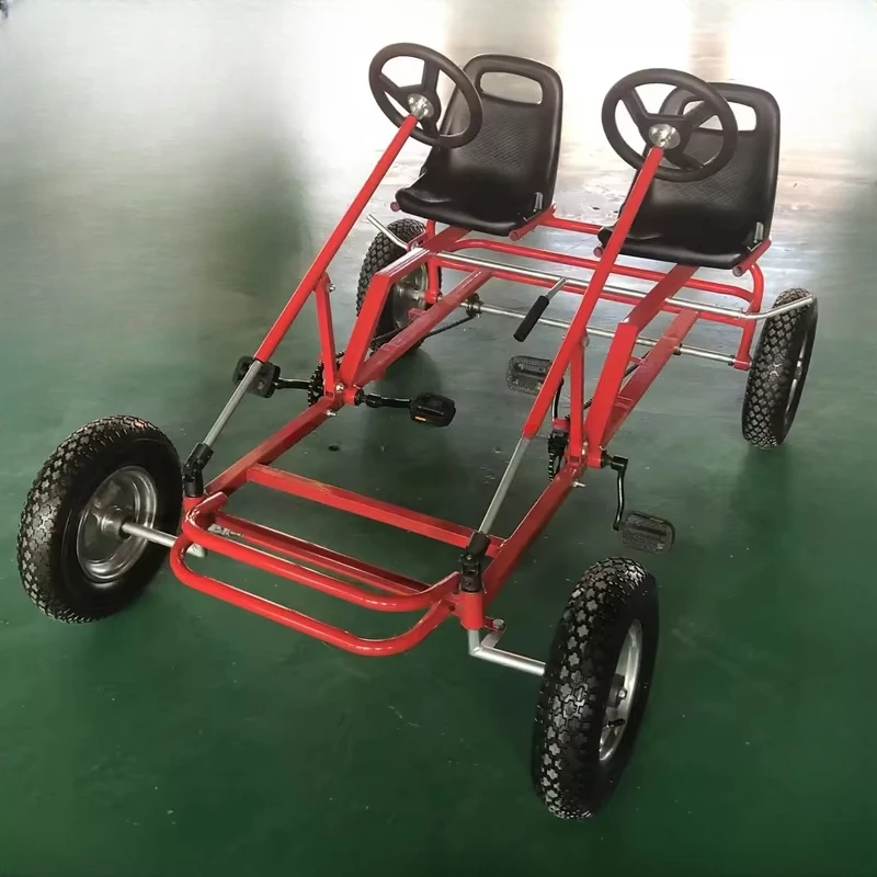 Heavy Duty Adult Go Kart 4-Wheel Pedal Car, Customizable Plastic Outdoor Recreation Cart, Bulk Discounts for Amusement Parks