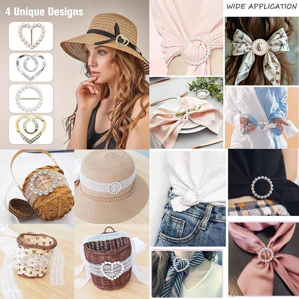 4개 세트 T-큐트 스카프 링 및 슬라이드, 스카프용 셔츠 클립, 의류용 금속 원형 링 및 슬라이드, 스카프 버클