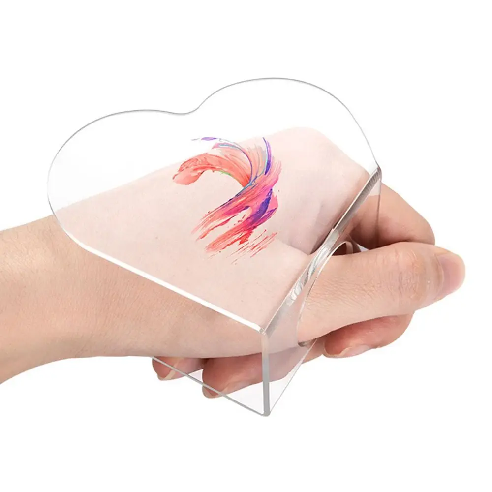 Portable Transparent Palette Handheld Acrylic Paint Palette Heart-shaped Reusable Foundation Mixing Makeup Tools