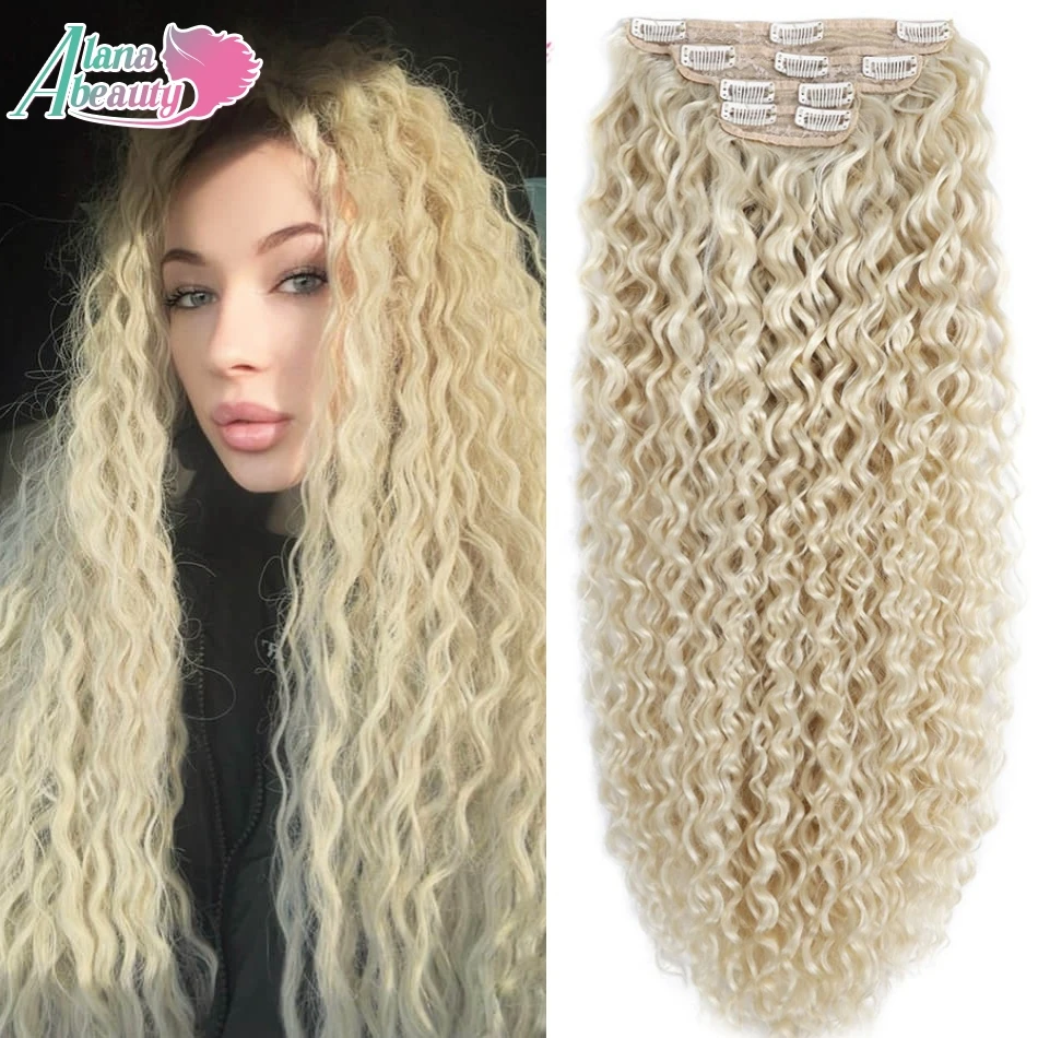 28inch Synthetic Long Water Curly Clip In Hairpieces Hair Extensions Kinky Curly Clip-in Hair Heat Resistant Organic Fiber
