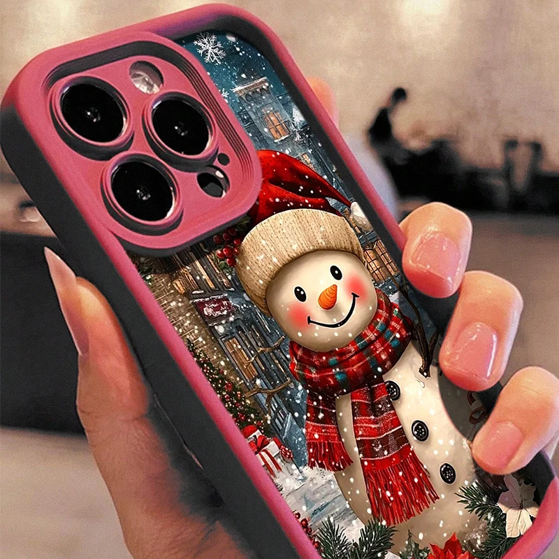 Festive Christmas Snowman Illustration Phone Case Cover