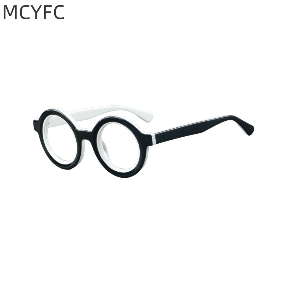 

MCYFC Retro Round Glasses Frame for Men Western Style High Quality Acetate Material Eyeglasses for Women Elegance Glasses Frames