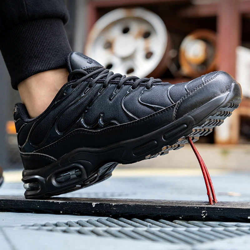 Safety Shoes Diansen Safety Shoes Men Waterproof Steel Toe Work Boot Lightweight Air Cushion Shock Absorption Anti-smash Construction Sneaker