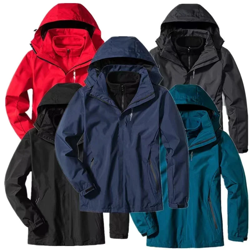 

Men Women Winter 3 in 1 Waterproof Detachable Fleece Hiking Camp Fish Trekking Climb Ski Sport Jacket Windbreaker Hood Coat