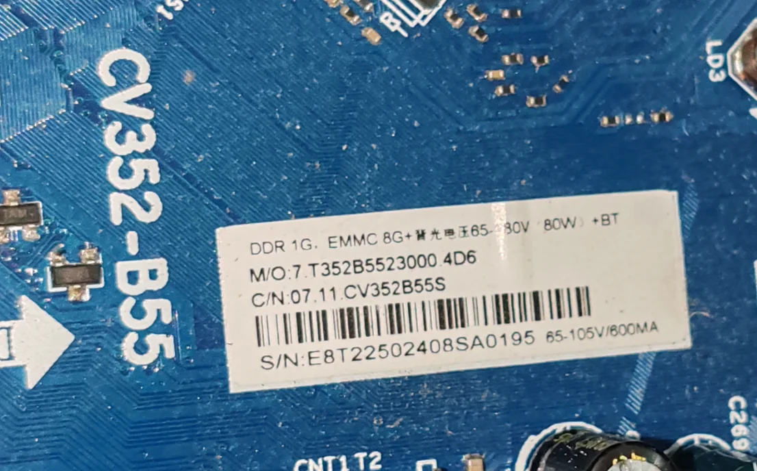 CV352-B55 3 in 1 WiFi 네트워크 TV 마더보드, 실제 사진, 60-180V 600ma 1g+8G 테스트됨